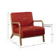 Spice Red Fabric & Elm Wood Finish Lounge Chair